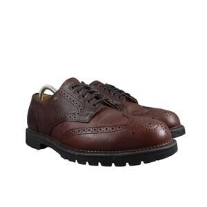 Walk Over Shoes Mens 9 Oxford Derby Wingtip Brogue Leather Brown Waterproof USA
